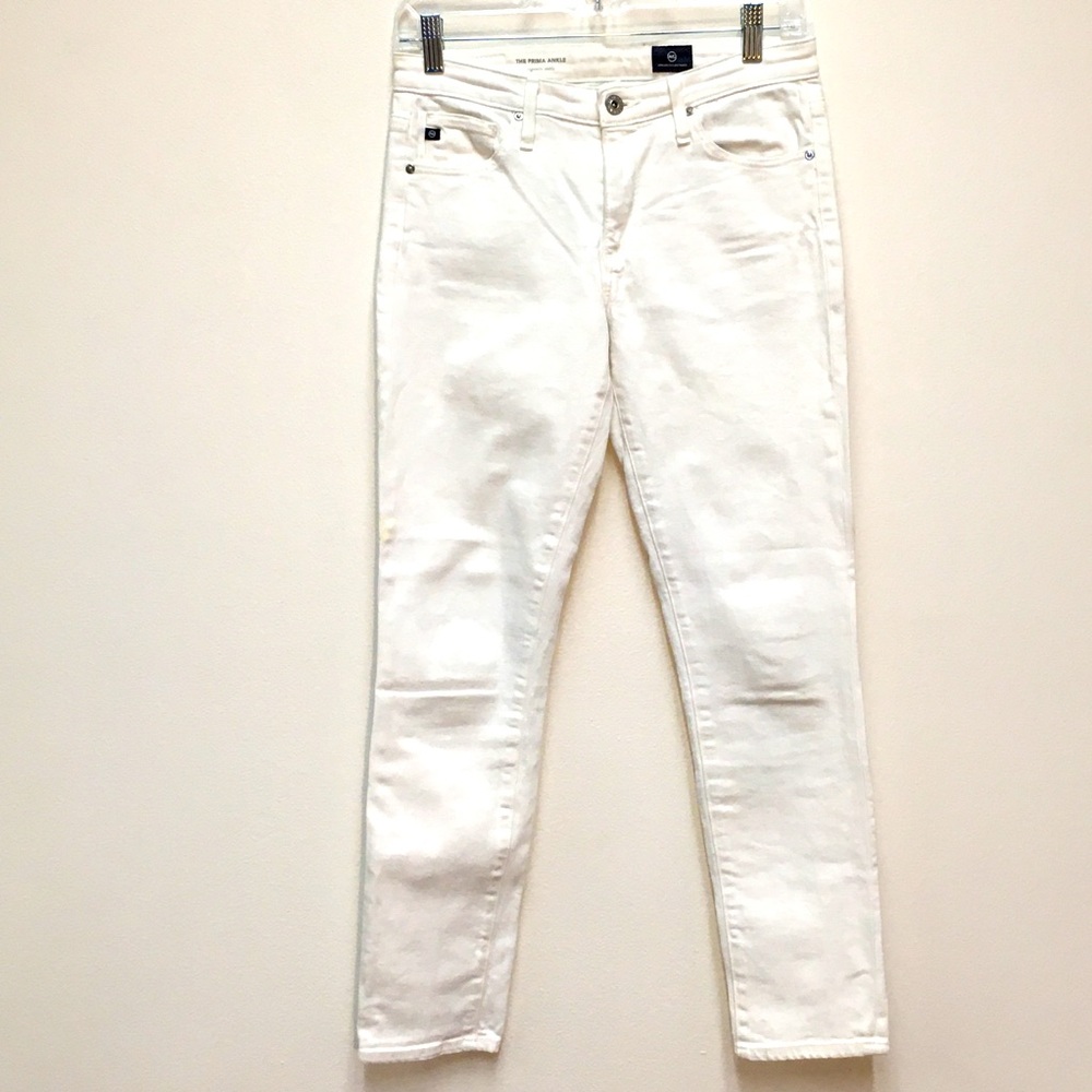 AG Adriano Goldschmied The Prima Cigarette Ankle Jeans 26 White Casual Stretch